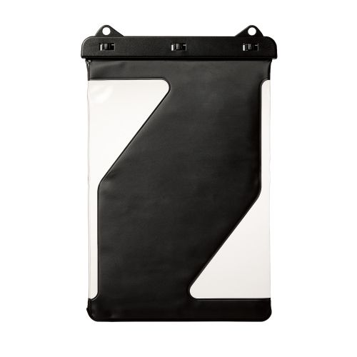 タブレット防水ケース/IPX8/ボタンの押しやすいサイドフレームレスタイプ/ネックストラップ付/8.9~13inch/ブラック