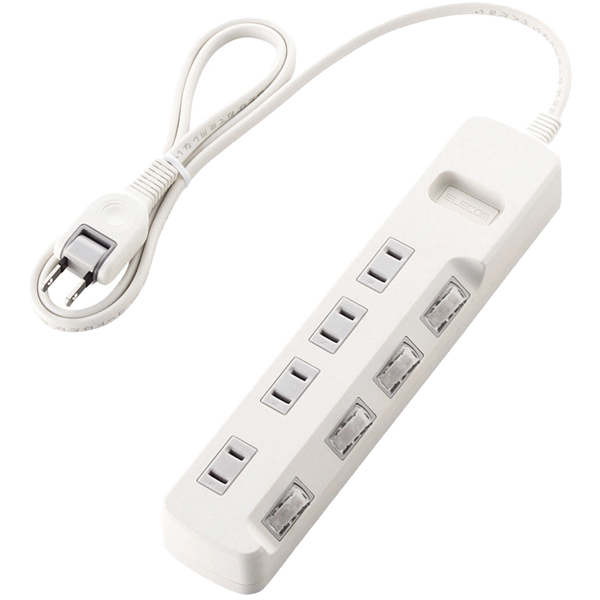 省エネタップ/個別スイッチ/4個口/1.0m/ホワイト