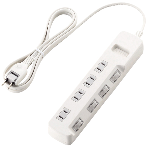 省エネタップ/個別スイッチ/4個口/2.0m/ホワイト