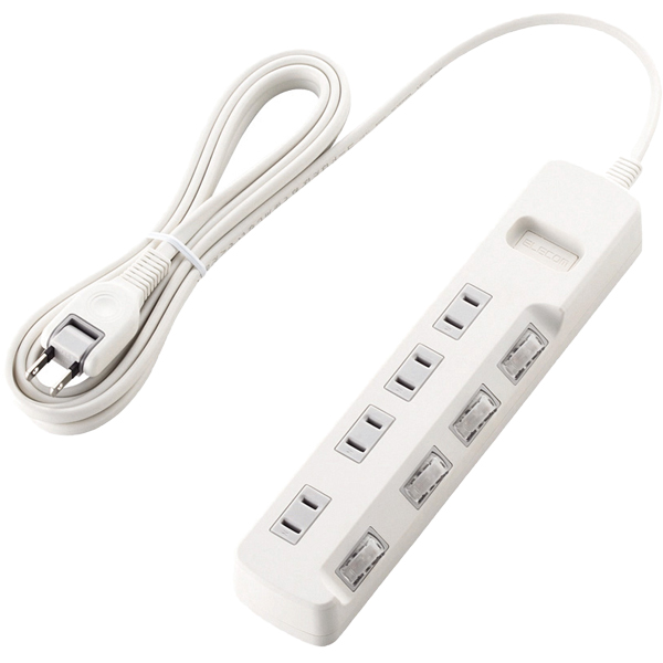 省エネタップ/個別スイッチ/4個口/3.0m/ホワイト