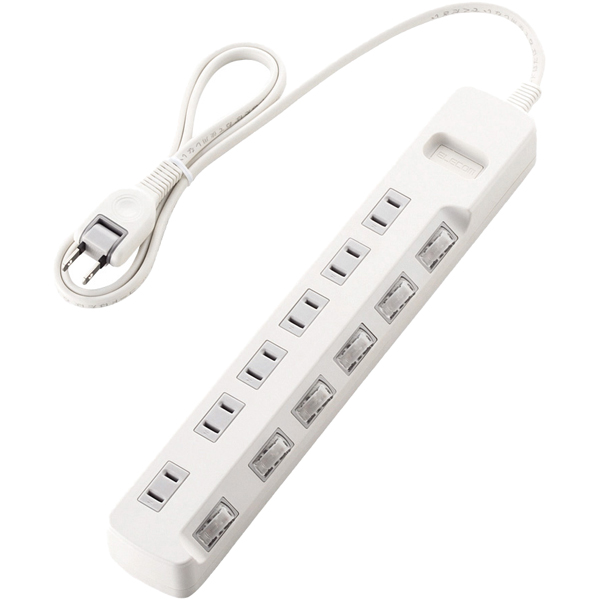 省エネタップ/個別スイッチ/6個口/1.0m/ホワイト
