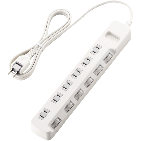 省エネタップ/個別スイッチ/6個口/2.0m/ホワイト