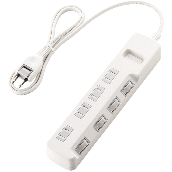 省エネタップ/個別スイッチ/ほこり防止シャッター付/4個口/1.0m/ホワイト