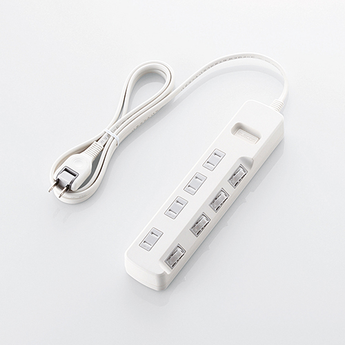 省エネタップ/個別スイッチ/ほこり防止シャッター付/4個口/2.0m/ホワイト