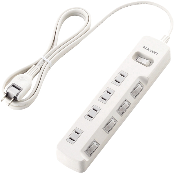 省エネタップ/一括&個別スイッチ/4個口/2.0m/ホワイト