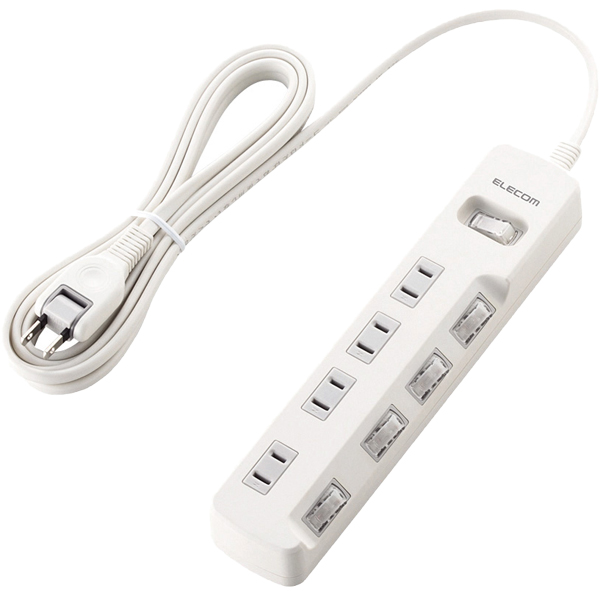 省エネタップ/一括&個別スイッチ/4個口/3.0m/ホワイト