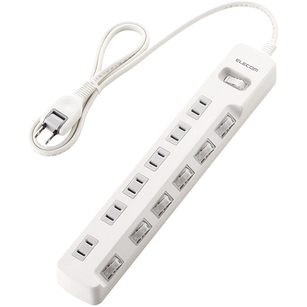 省エネタップ/一括&個別スイッチ/6個口/1.0m/ホワイト