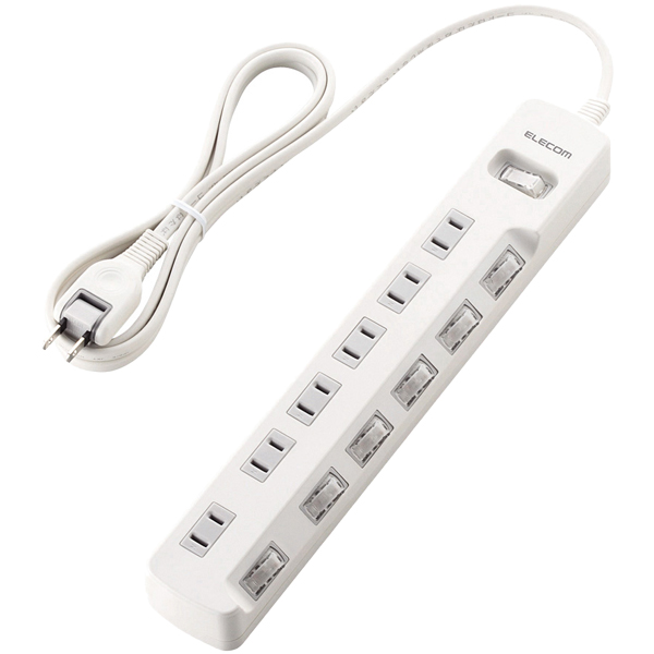 省エネタップ/一括&個別スイッチ/6個口/2.0m/ホワイト