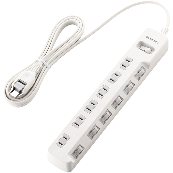 省エネタップ/一括&個別スイッチ/6個口/3.0m/ホワイト