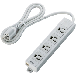 RoHs指令 3ピン対応タップ/4個口/マグネット付/抜け止め/1.0m/グレー