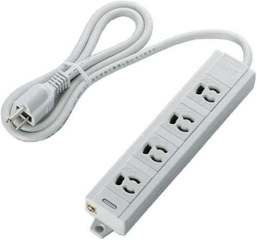 RoHs指令 3ピン対応タップ/4個口/マグネット付/抜け止め/1.0m/グレー