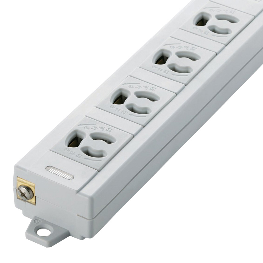 RoHs指令 3ピン対応タップ/4個口/マグネット付/抜け止め/1.0m/グレー