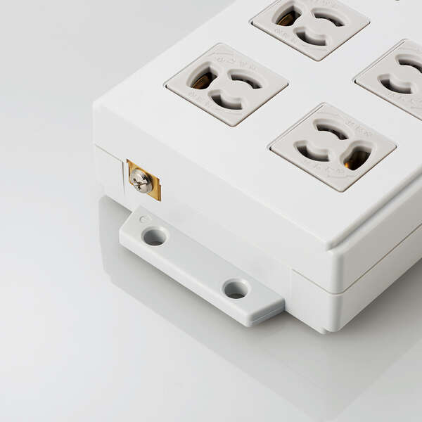 法人用タップ/ボックス型/3P8口/2m/抜け止め/一括スイッチ/雷ガード/ノイズフィルター/RoHS指令準拠/ライトグレー