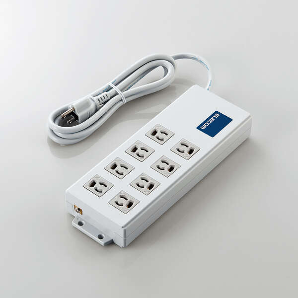 法人用タップ/ボックス型/3P8口/2m/抜け止め/一括スイッチ/RoHS指令準拠/ライトグレー