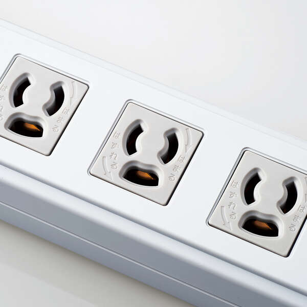 法人用タップ/ロング型/3P8口/2m/抜け止め/一括スイッチ/RoHS指令準拠/ライトグレー