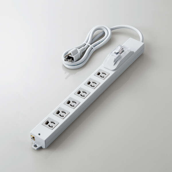 法人用タップ/ロング型/3P6口/1m/抜け止め/過電流ブレーカー/RoHS指令準拠/ライトグレー