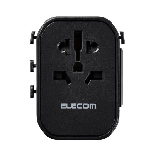 海外用マルチ変換アダプタ/AタイプBFタイプOタイプSEタイプ/出力15W/USB-C×1/USB-A×2/ブラック