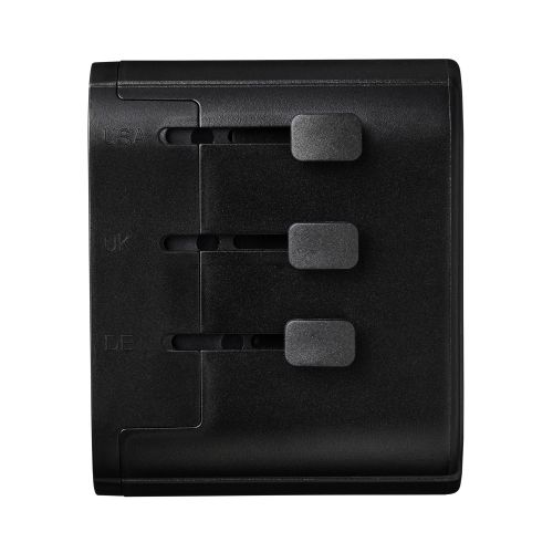 海外用マルチ変換アダプタ/AタイプBFタイプOタイプSEタイプ/出力15W/USB-C×1/USB-A×2/ブラック