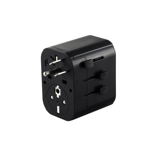 海外用マルチ変換アダプタ/AタイプBFタイプOタイプSEタイプ/出力15W/USB-C×1/USB-A×2/ブラック