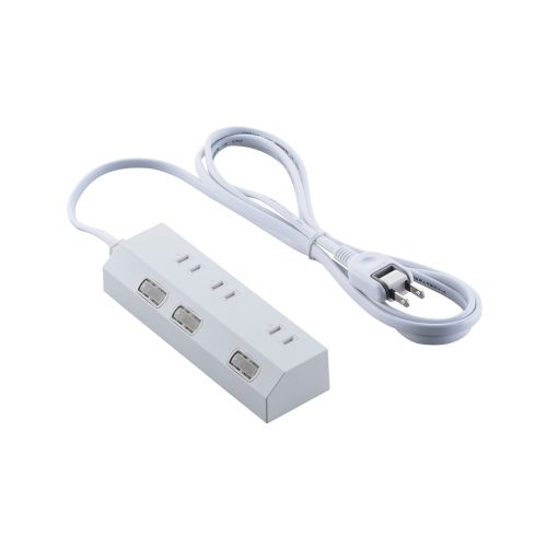 個別スイッチタップ/雷サージ付き/ホコリシャッター付き/磁石付き/3個口/2m/ホワイト