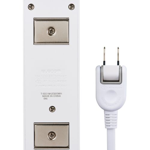 個別スイッチタップ/雷サージ付き/ホコリシャッター付き/磁石付き/3個口/2m/ホワイト