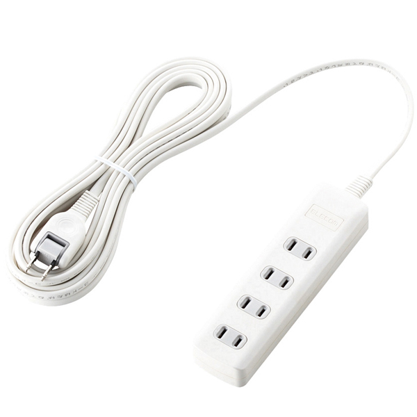 雷ガードタップ/スイッチ無/4個口/5m/ホワイト