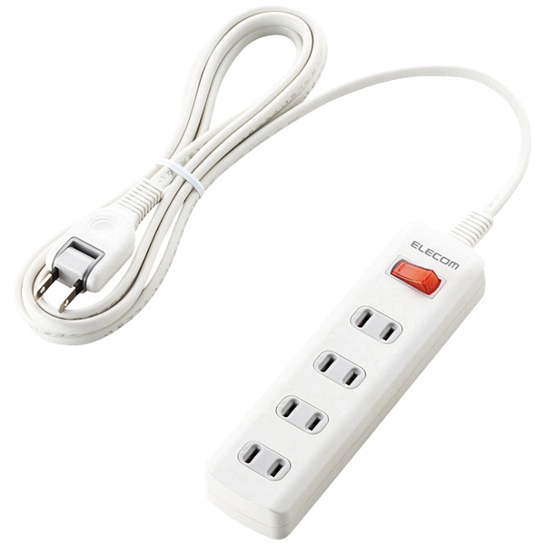 雷ガードタップ/一括スイッチ/4個口/2.5m/ホワイト