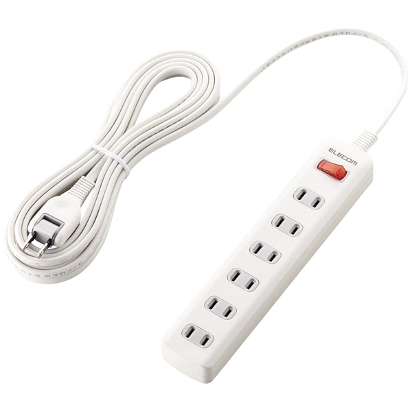 雷ガードタップ/一括スイッチ/6個口/5m/ホワイト