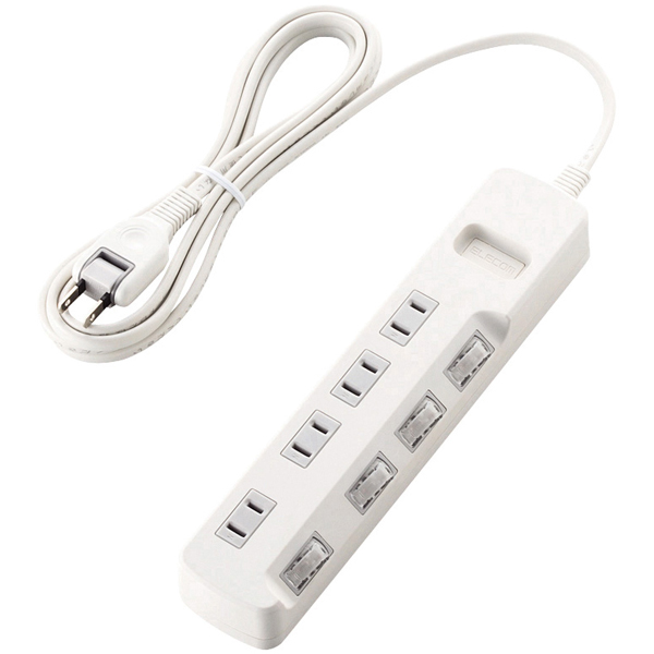 雷ガードタップ/個別スイッチ/4個口/2.5m/ホワイト