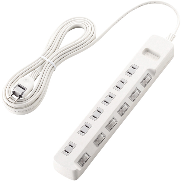 雷ガードタップ/個別スイッチ/6個口/5m/ホワイト
