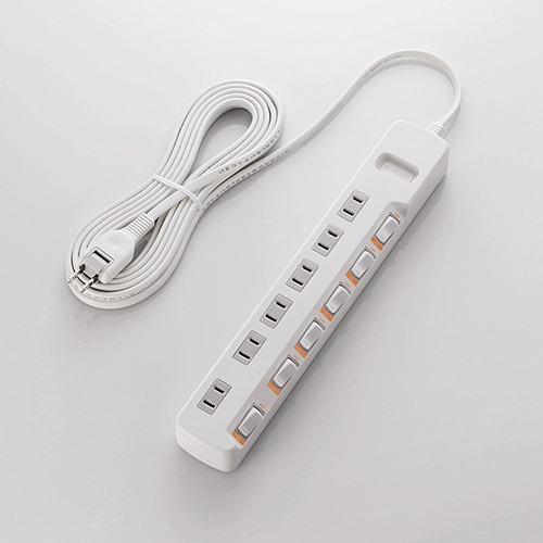 省エネタップ/無灯個別スイッチ/雷ガード付/6個口/5m/ホワイト