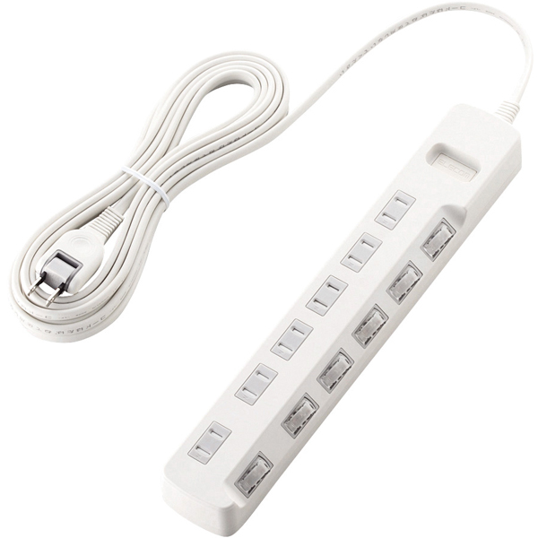 雷ガードタップ/個別スイッチ/ほこり防止シャッター付/6個口/5m/ホワイト