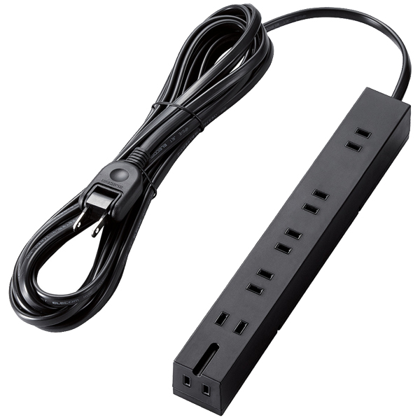 回転機能タップ/6個口(内3ピン1)/5m/ブラック