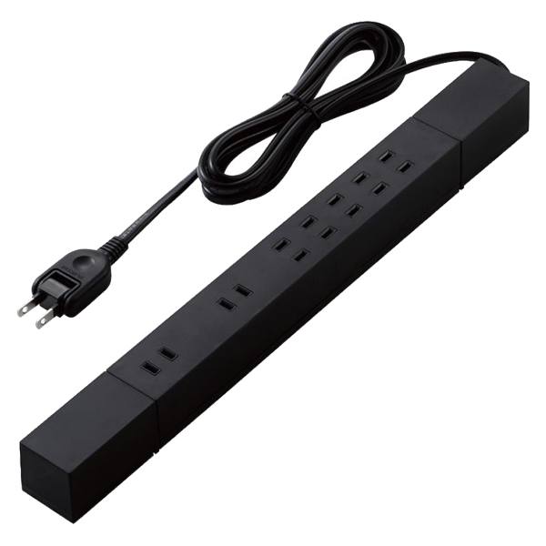 ダブル回転タップ/マグネット付/雷サージ付/ホコリシャッター付/固定&吊下可能/7個口/2.0m/ブラック