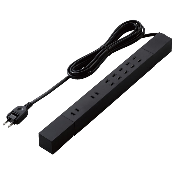 ダブル回転タップ/マグネット付/雷サージ付/ホコリシャッター付/固定&吊下可能/7個口/3.0m/ブラック