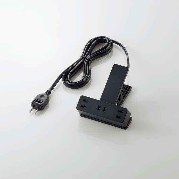 クリップタップ/雷サージ付/ホコリシャッター付/3個口/スイングプラグ/2.5m/ブラック