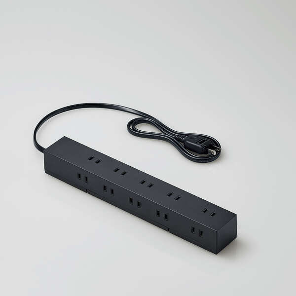 回転機能タップ/雷サージ付/ホコリシャッター付/固定&吊下可能/上面5個口/側面5個口/計10個口/1.0m/ブラック