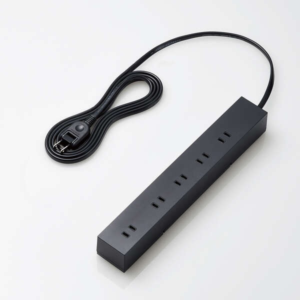 回転機能タップ/雷サージ付/ホコリシャッター付/固定＆吊下可能/上面5個口/側面5個口/計10個口/2.0m/ブラック