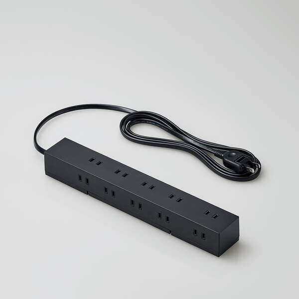 回転機能タップ/雷サージ付/ホコリシャッター付/固定&吊下可能/上面5個口/側面5個口/計10個口/2.0m/ブラック