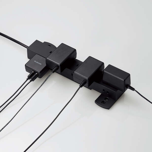 回転機能タップ/雷サージ付/ホコリシャッター付/固定&吊下可能/上面5個口/側面5個口/計10個口/2.0m/ブラック