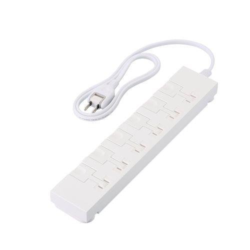 イージーリリースタップ/マグネット付き/雷サージ付/ホコリシャッター付/6個口/スイングプラグ/1.0m/ホワイト