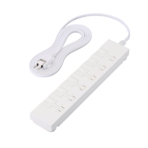 イージーリリースタップ/マグネット付き/雷サージ付/ホコリシャッター付/6個口/スイングプラグ/3.0m/ホワイト