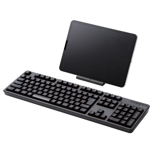 Bluetoothフルキーボード/メンブレン式/スタンド付き/マルチペアリング対応/ブラック