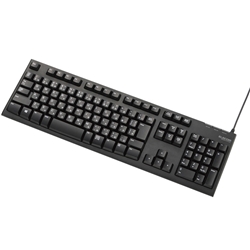 メンブレン式キーボード/108キー/USB/Lサイズ/1000万回高耐久/ブラック