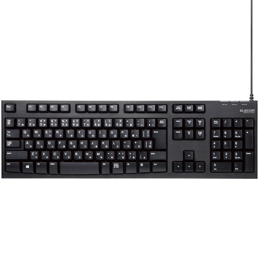 メンブレン式キーボード/108キー/USB/Lサイズ/1000万回高耐久/ブラック