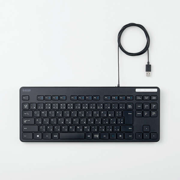 有線キーボード/薄型/メンブレン式/抗菌/コンパクトサイズ/ブラック