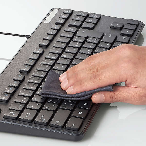 有線キーボード/薄型/メンブレン式/抗菌/コンパクトサイズ/ブラック