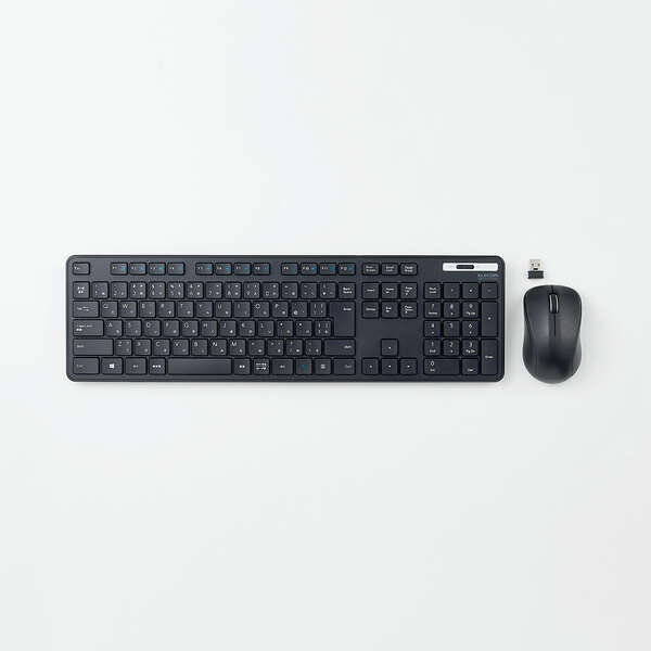 無線キーボード＆マウス/薄型/メンブレン式/抗菌/フルサイズ/ブラック