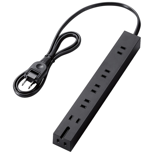 超強力磁石タップ/6個口(内3ピン1)/1m/ブラック