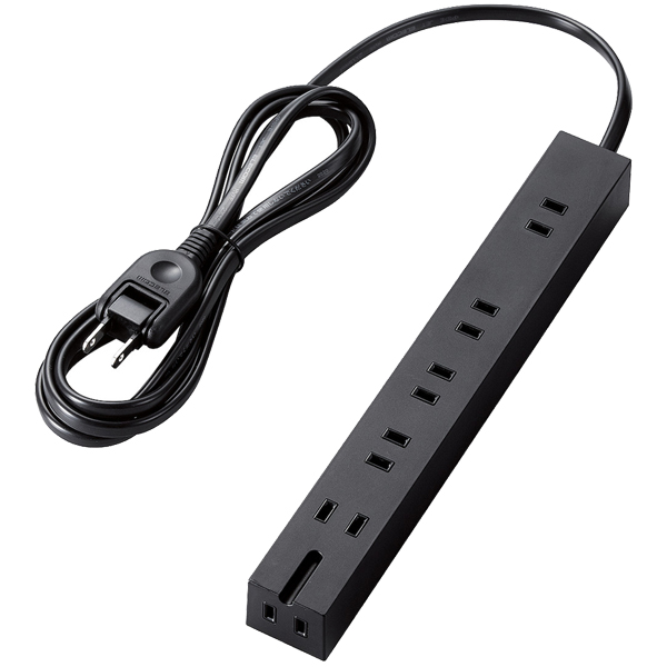 超強力磁石タップ/6個口(内3ピン1)/2m/ブラック